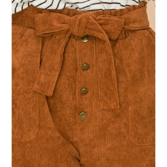 PAPER BAG CORDUROY SHORTS WITH POCKETS - Picture 6 of 6